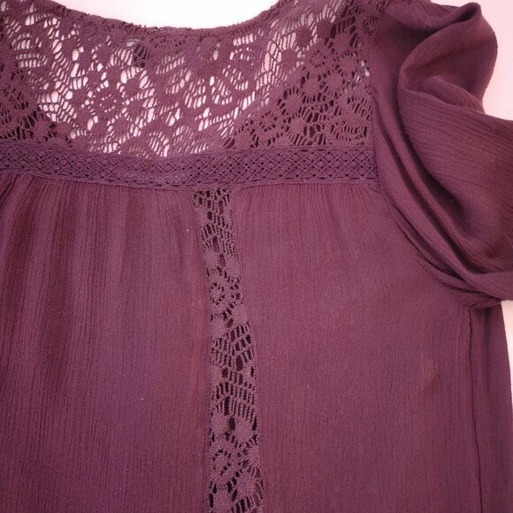 American Eagle Outfitters Ladies Burgundy Long Sleeves Blouse - Picture 6 of 14